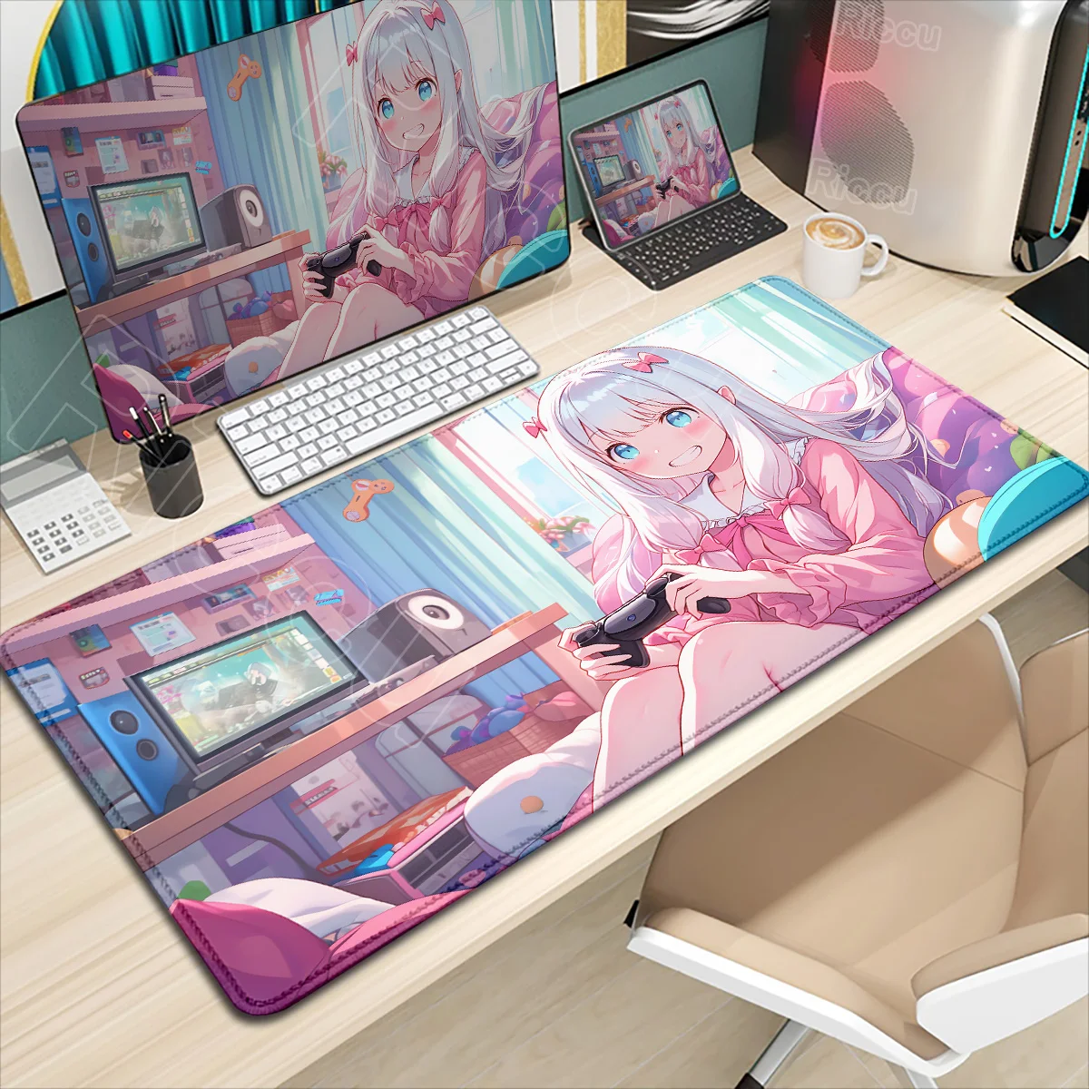 

Anime Kawaii Izumi Sagiri Mousepad Large Laptop Gaming Mouse Pad LockEdge Thickened Computer Keyboard Pad XXL Cute Girl Desk Mat