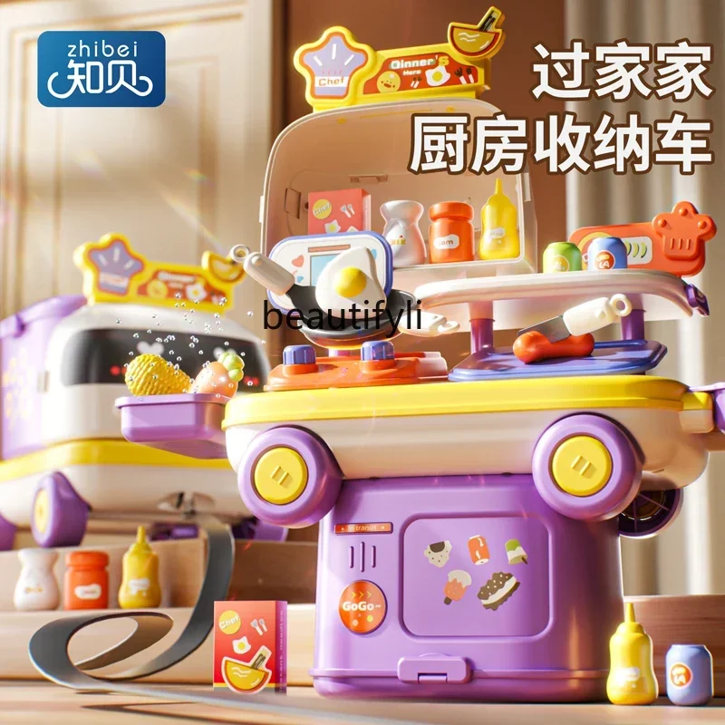 

Small kitchen baby cooking toys simulation storage car kitchen set girl birthday gift