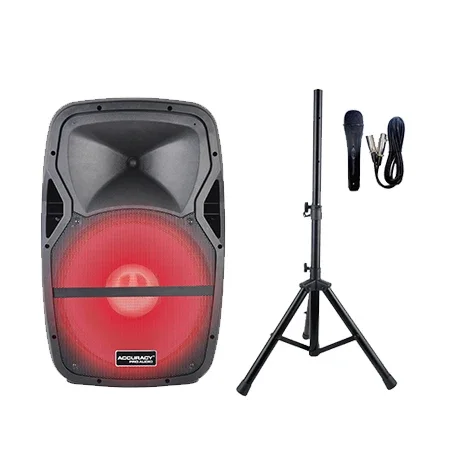 Accuracy Pro Audio PMW15AFQ-LED4-KIT Karaoke Powered Speaker Active Plastic 15'' 150W with Led Light Speakers Audio System