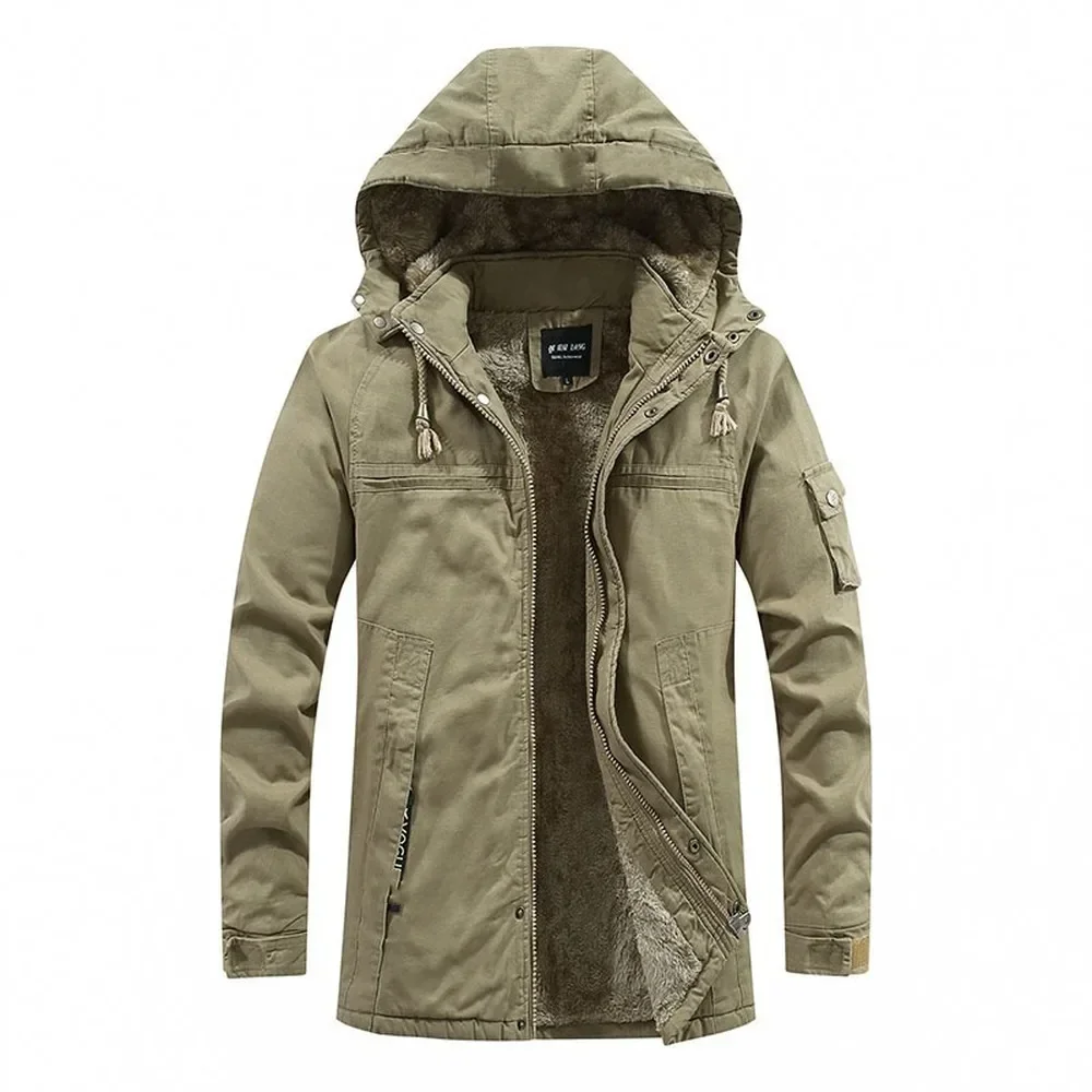 

Warm Windbreaker Parka Coats Winter Mid-length Parkas Men Military Fur Lined Thicken Coat High Quality Outdoor Tactical Outwear