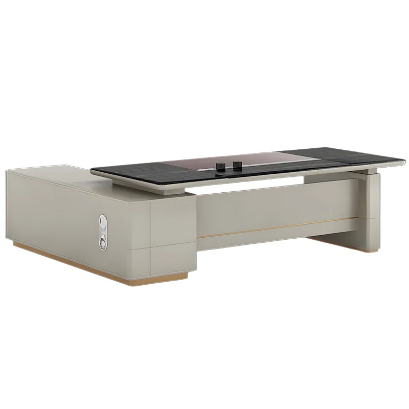 Modern Office l Shaped Computer Luxury Table Manager Wooden Work Ceo Executive Station Desks Set with Drawers Furniture