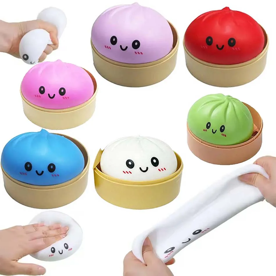 Baozi Squishy-Spielzeug mit Dampfgarer-Box, stressreduzierendes Rebound-Spielzeug, sensorischer Stressball für Erwachsene ﻿