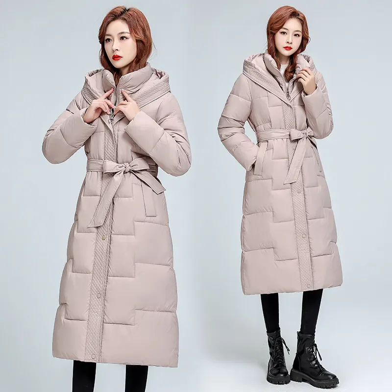 Winter Long Coat Women's 2025 Fashion New Thicken Cotton padded Warm Snow Outerwear Loose Female Windproof Hooded Jacket Parkas