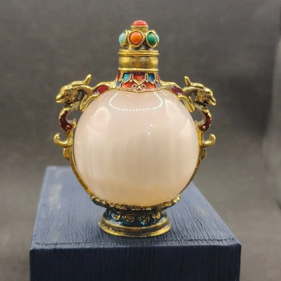 Antique Old Collection UV Reactive Spherical Snuff Bottle Color Change Under Ultraviolet Lamp Statue Decor