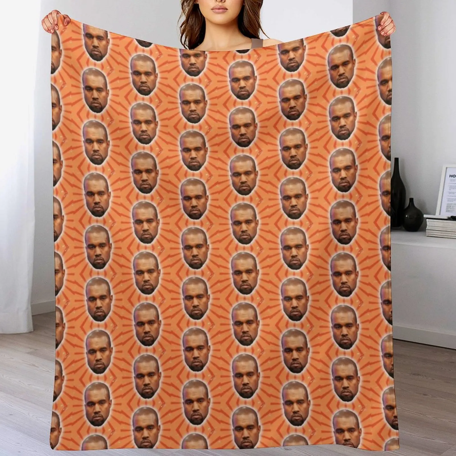 

Kanye west meme face Throw Blanket Soft Solid Color Blanket for Couch Bed