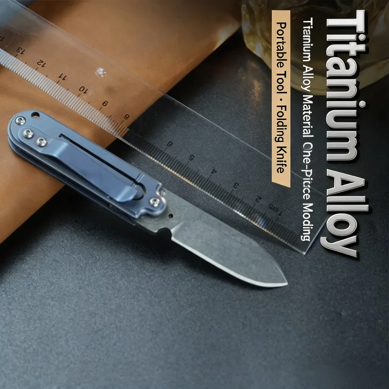 Mini Titanium Alloy Folding Knife Portable Outdoor EDC Utility Knife Pocket Survival Cutting Tool  for Camping Daily Carry