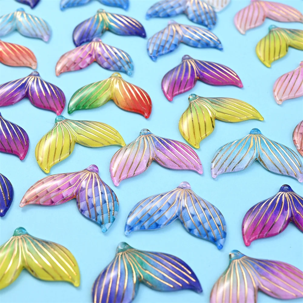 10 Stück bunte Meerjungfrauenschwanz-Charms 21 x 40 mm DIY handgefertigter Schmuck Zubehör Ohrringe Anhänger Dekoration – Detail 5