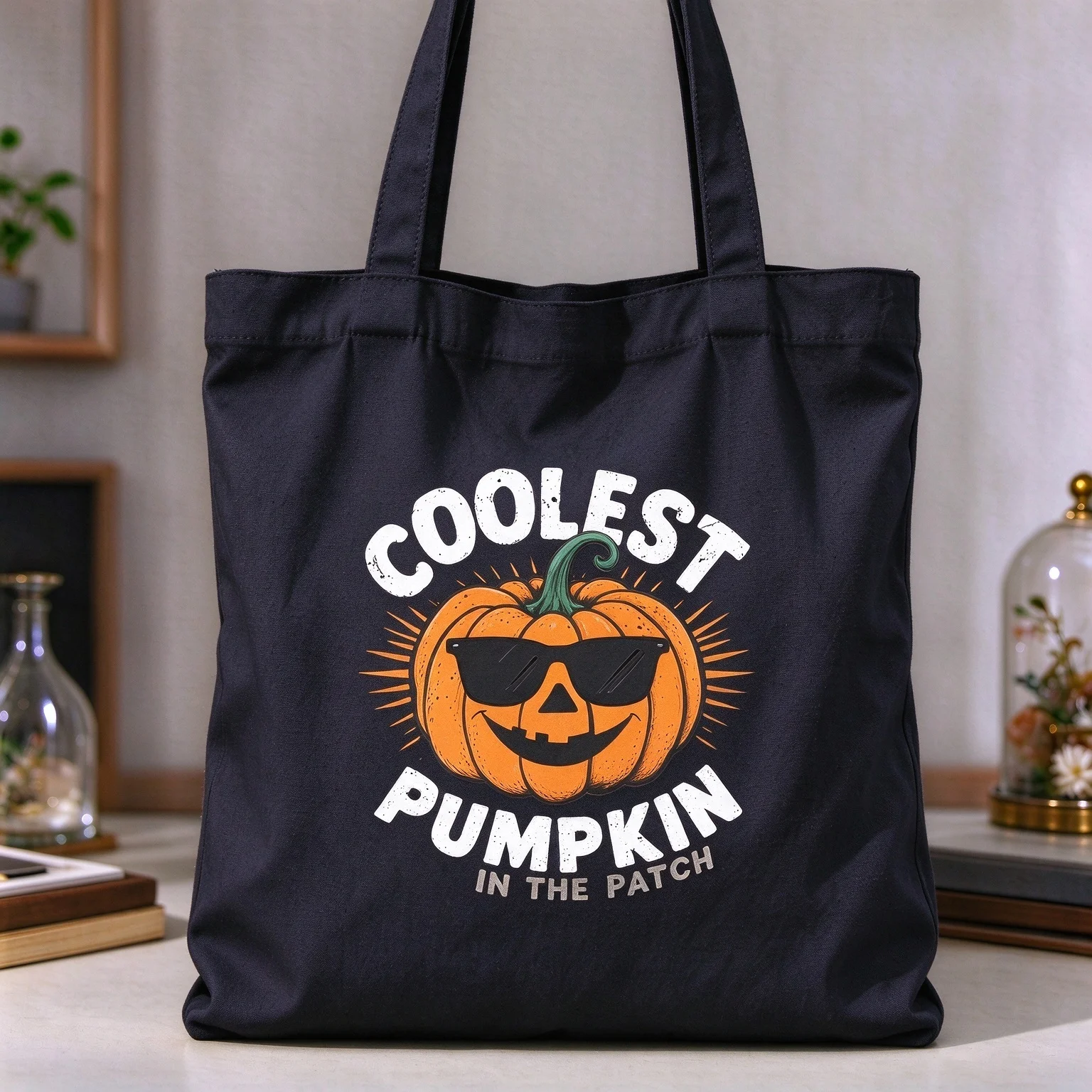 2026 Canvas Tote Bag Coolest Pumpkin In The Patch Print Shoulder Handbag Halloween Fall Reusable Shopping Gift Bag