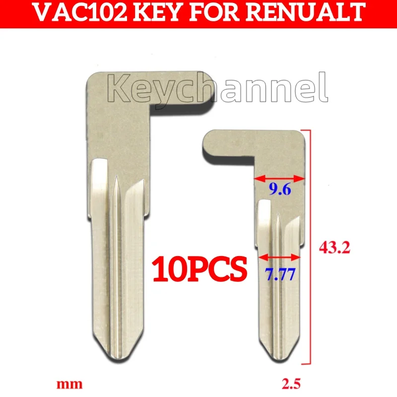 

keychannel 5PCS/bag VAC102 Car Smart Key Emergency Blade for Renault Keyless Remote Spare Door Key Blank Replacement 43mm