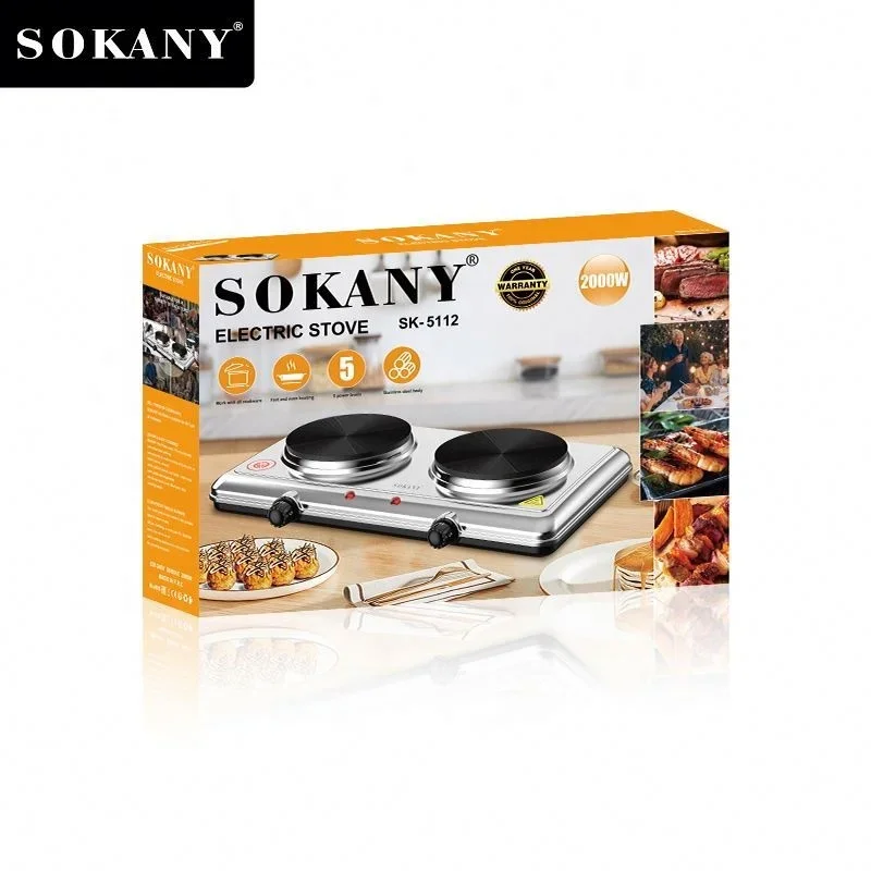 Sokany Wholesale Electric Cooker Portable Stove Twin Solid Cook Top 2 Burner Induction Stainless Steel Hot Plate