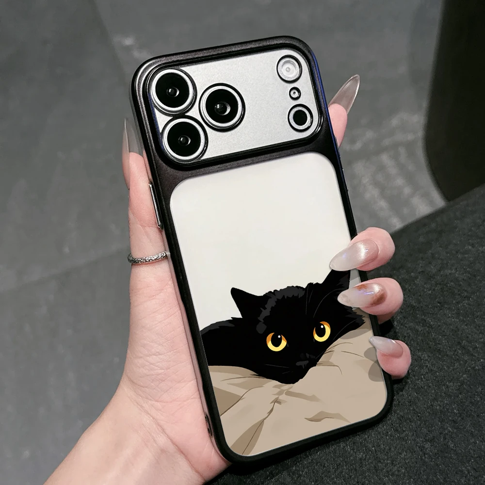 Black Cat Luxus Stoßfeste Hülle für iPhone 15 16 Pro Max Hüllen iPhone 11 12 13 14 16 17 Pro Max Niedliche TPU Beschichtete Mattierte Coque – Detail 7