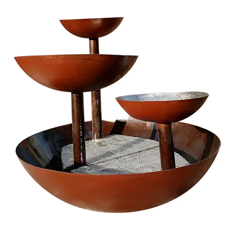 customer  metal  waterfall  metal cascade fountain  supplier rusty steel  landscaping water features  outdoor