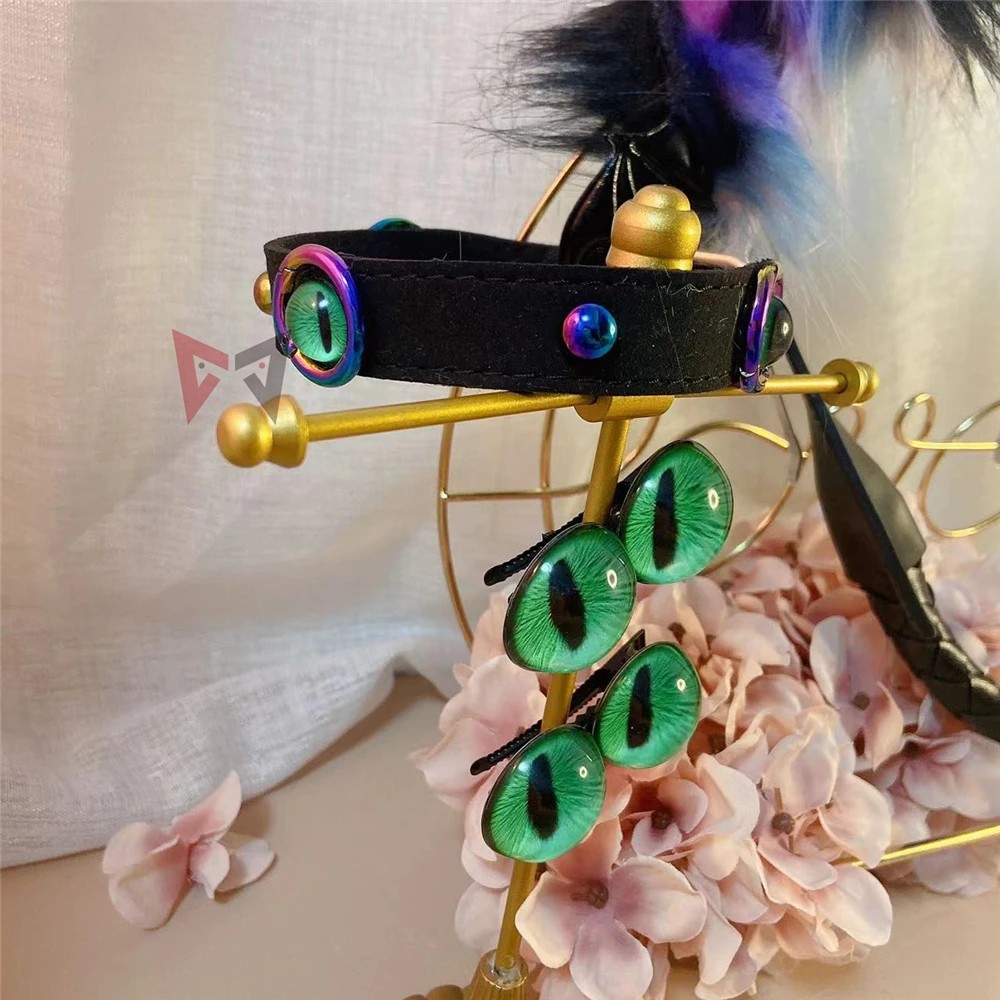 Pendientes de cola con orejas de zorro y gato, collar con orejas de Diablo, demonio, alas y ojos, accesorios de disfraz de simulación para Cosplay