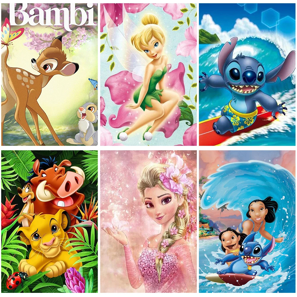 

Disney Cartoon Characters Princess Diamond Mosaic Lilo and Stitch Full Square 5D Diamond Painting Rhinestone Pictures Home Decor