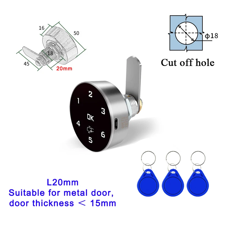 Code de mot de passe numérique RFID IC, armoire de détection, tiroir, serrure électrique, Support en