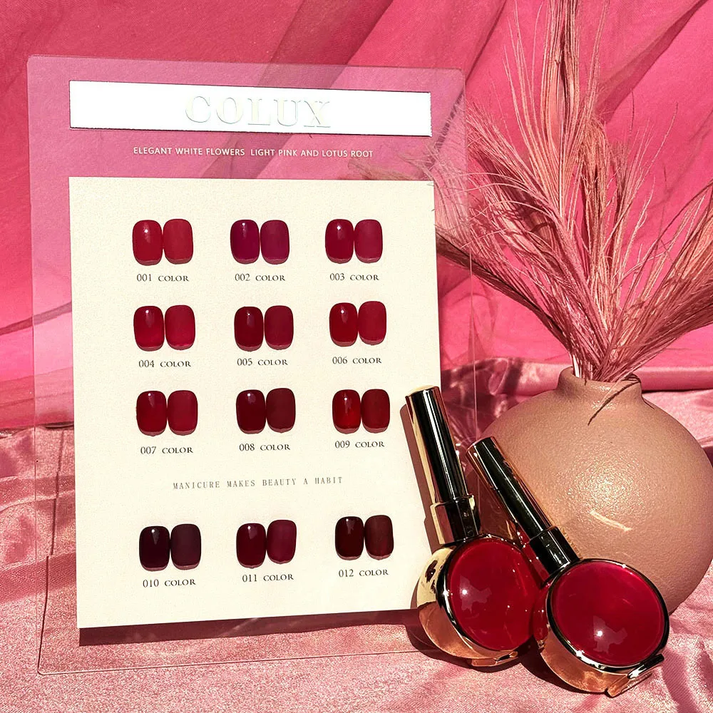 Red 12pcs Gel Polish Set With Color Card Nail Polish Different Bottles LongLasting SoakOff Varnish Hybrid Nail Art Maincure Gel