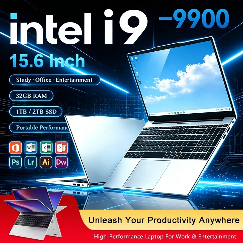 New 15.6' Laptop Intel Core i9-9900 32GB 2TB Gaming PC Ultra Slim Office Study Computer PC Windows 11 Pro 1920*1080