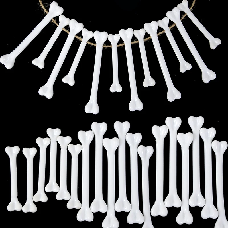 12pcs Halloween Simulation Bones Plastic Model Human Bones Toy Halloween Party Decoration Haunted House Horror Decor Spoof Prop