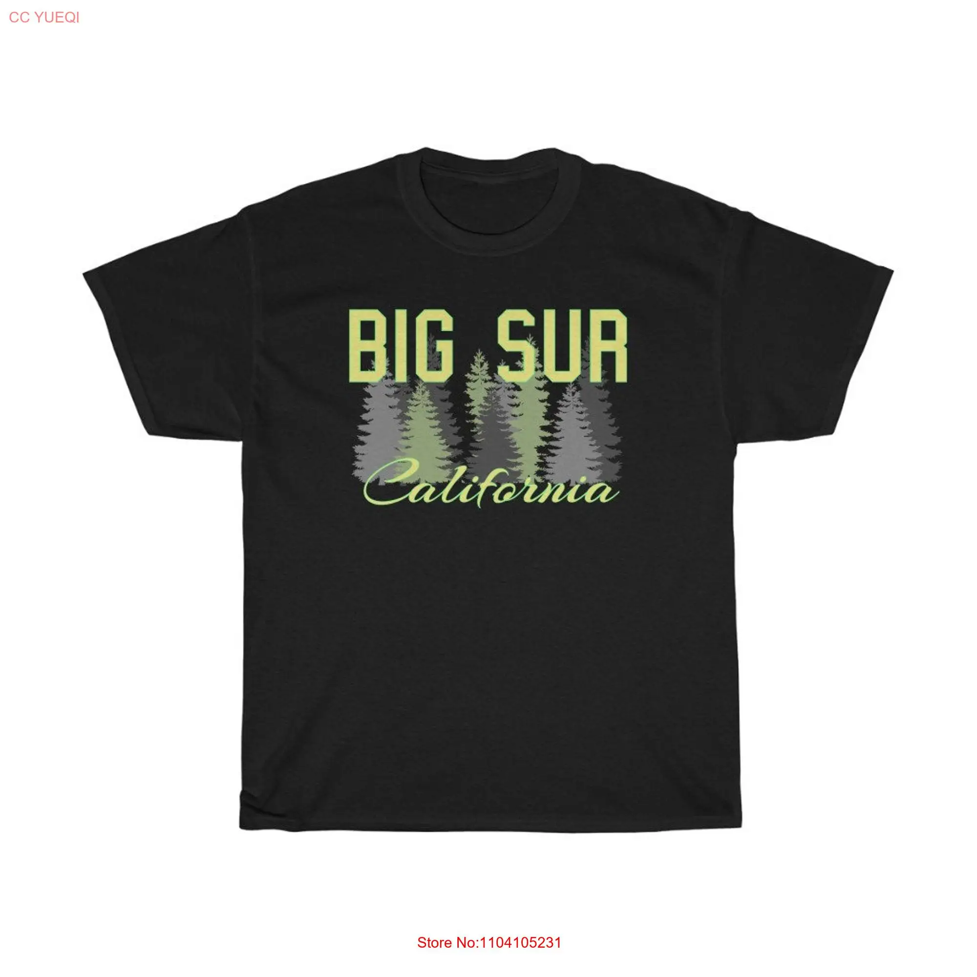 Big Sur California Pine Trees Forest Camping Souvenir Kerouac Jack Heavy Cotton T Shirt long or short sleeves