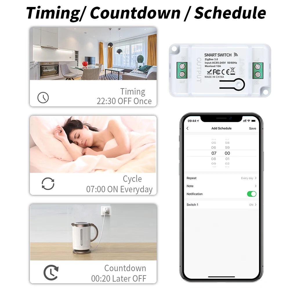 WGHINE Tuya ZigBee Wifi Smart Switch Module 10A Support 2 Way Control Dimmer Light DIY Breaker Works with Alexa Google Home