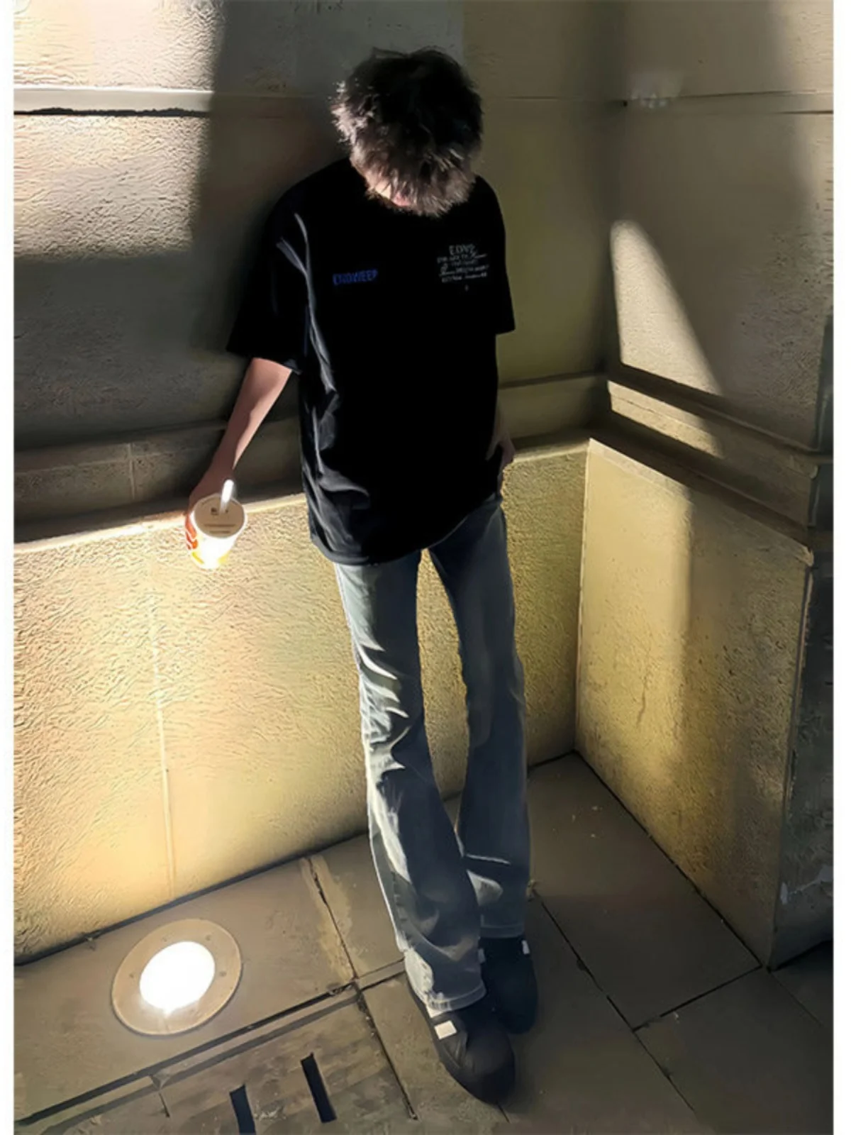 

Мужские джинсы прямого кроя в американском стиле, светло-голубые, зауженные снизу, из хлопка и полиэстера...