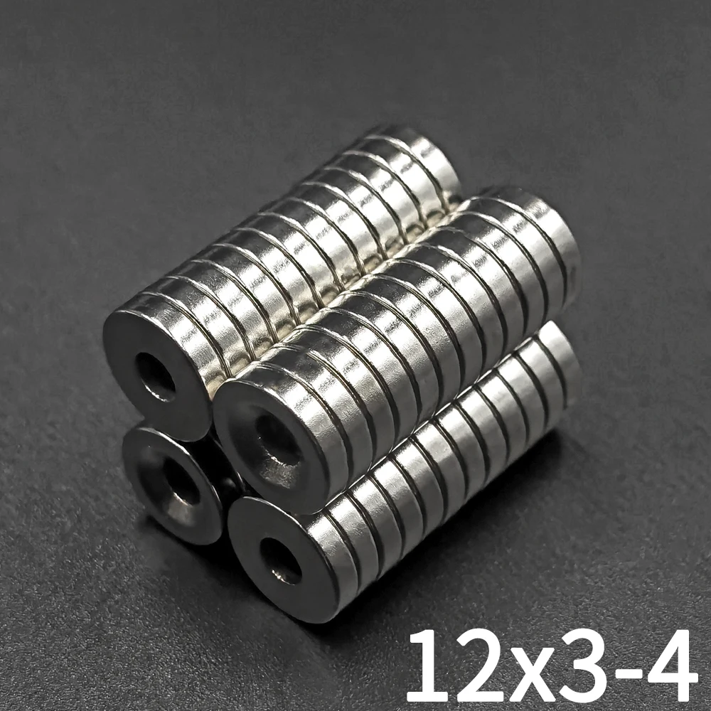 10/20/40Pcs 12x3-4 Otwór Magnes neodymowy 12mm X 3mm Otwór 4mm N35 NdFeB Okrągły Super Mocny Stały Magnetyczny Imanes