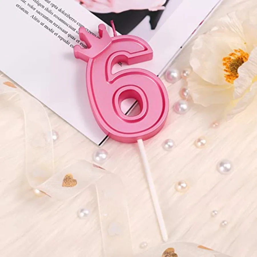 3 Ih Birthday Number Candle 3D Number Candle with Crown Decor Large Cake Topper Number Candles for Birthday Ca Wedding Annivers