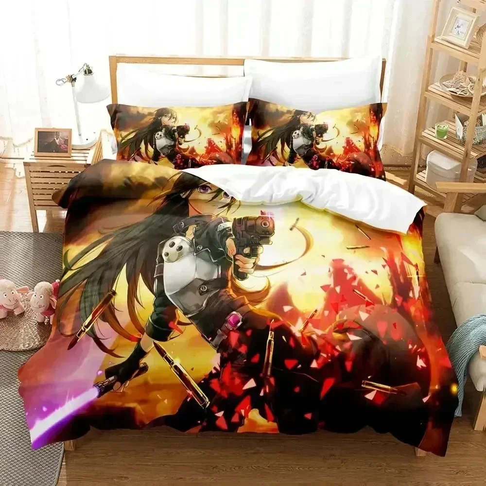 Anime Asada Shino Sword Art Online Printed Bed Set Duvet Cover Pillowcase Bedding Set Bed Linen Sheet Quilt Cover Full King Size