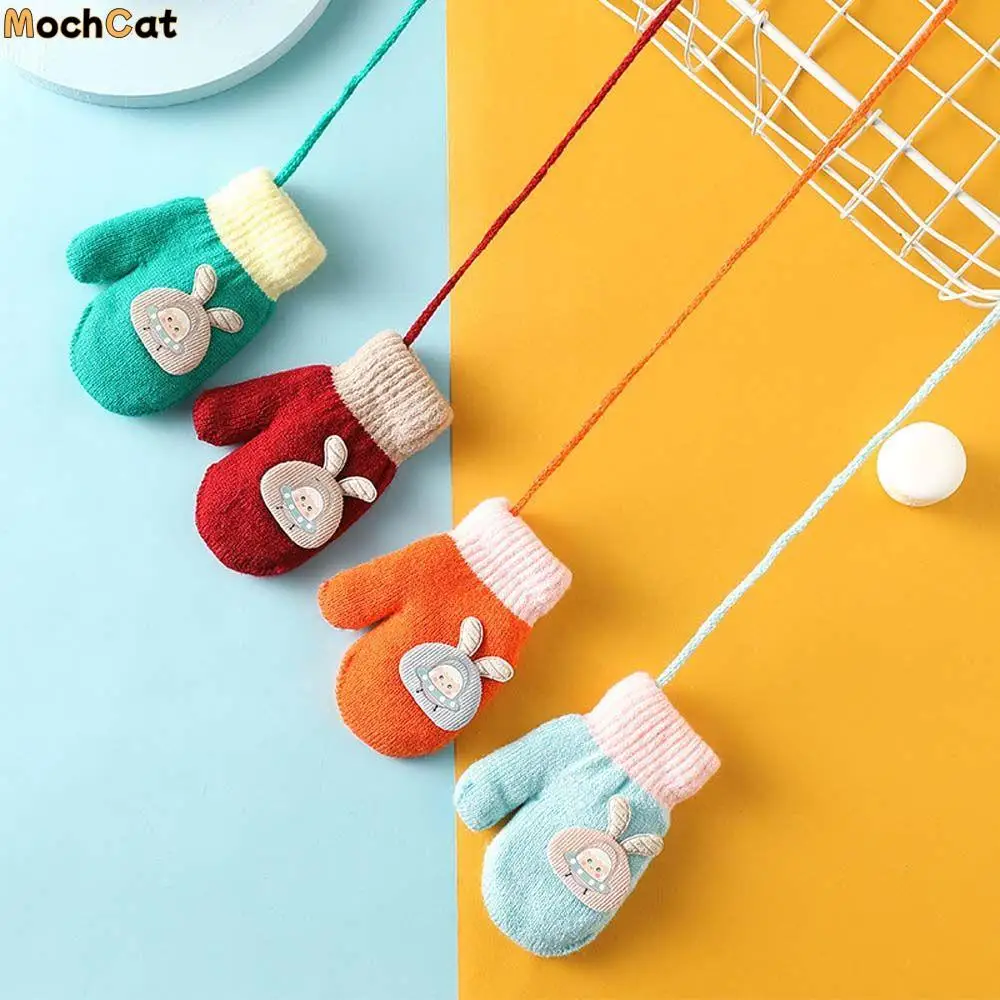 

Outdoor Autumn Winter Children Boys Toddler Infant Knitted Gloves Thickened Baby Mittens Warm Mittens