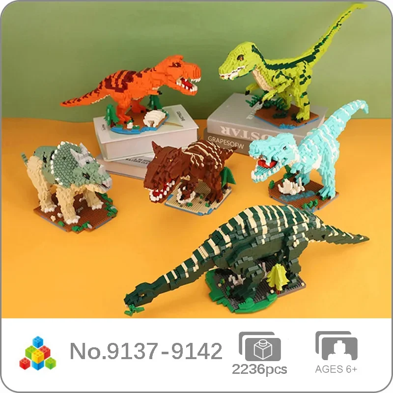 YZ Jurassic Dinosaur Tyrannosaurus Rex Velociraptor Baryonyx Triceratops Monster Mini Diamond Blocks Bricks Building Toy No Box