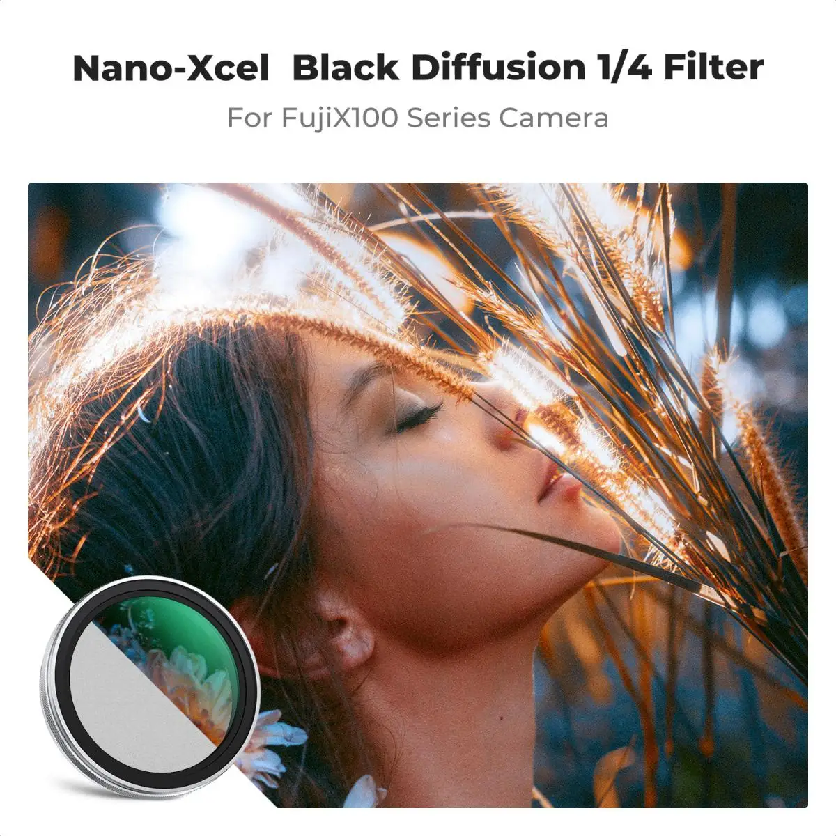 K&F Concept 1/4 Black Pro Mist Filter Multi Coated HD Optical Glass for Fuji X100 X100F X100S X100T X100V X100VI Nano-X Series