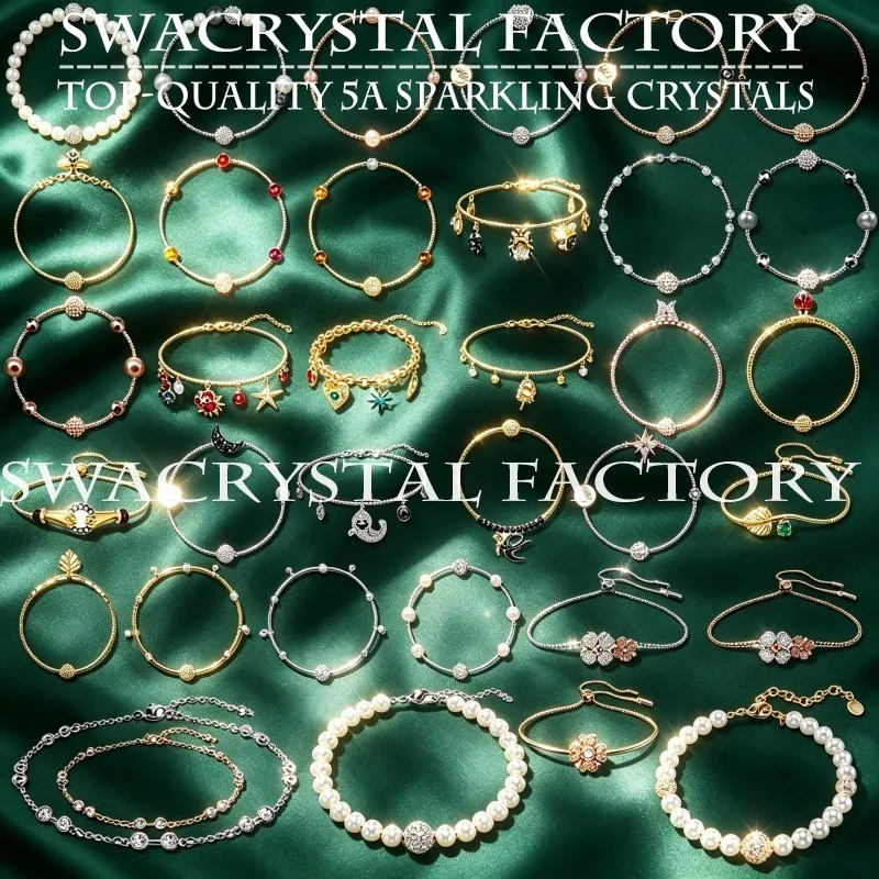 Crystal Mixed Pearl Moon Star Flower Bracelet Women Dainty Adjustable Slider Chain Stackable Wrist Bracelet Fashion Jewelry Gift