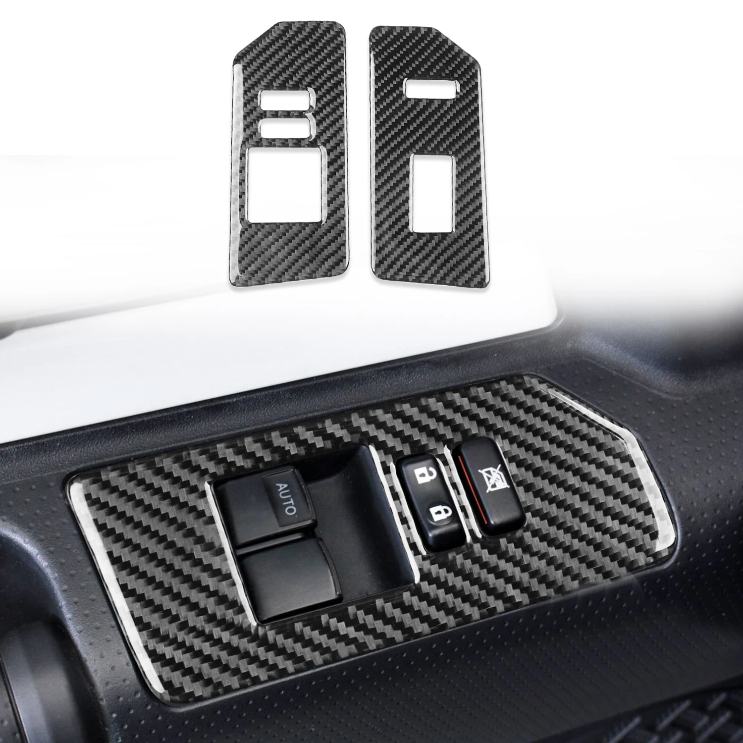 

For Toyota FJ Cruiser 2012-2023 Car Accessories Real Carbon Fiber Front Window Switch Lift Button Cover Trim 2pcs