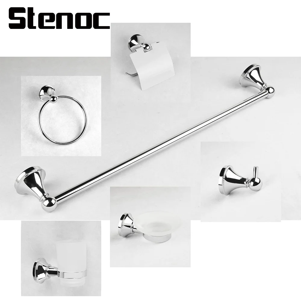 

Round Chrome Wall-Mounted Towel Rack Bathroom Hardware Pendant Set Robe Hanger Paper Towel Holder Coat Hook Bathroom Accessories