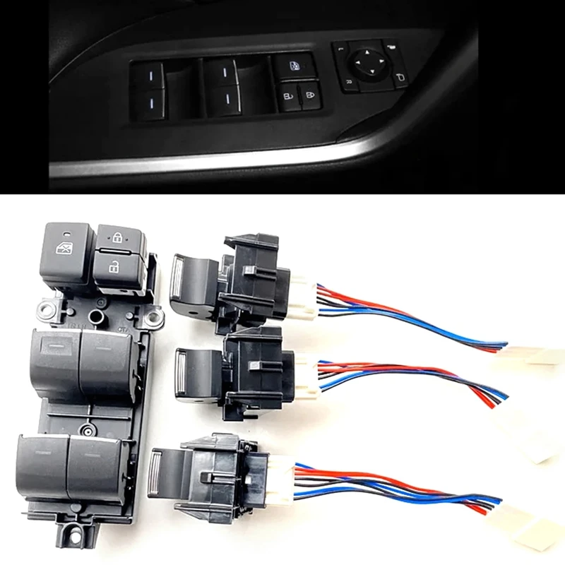 

1Set Lighted LED Power Window Lifter Switch Button For Toyota RAV4 RAV 4 CHR Corolla Camry 2018-2023