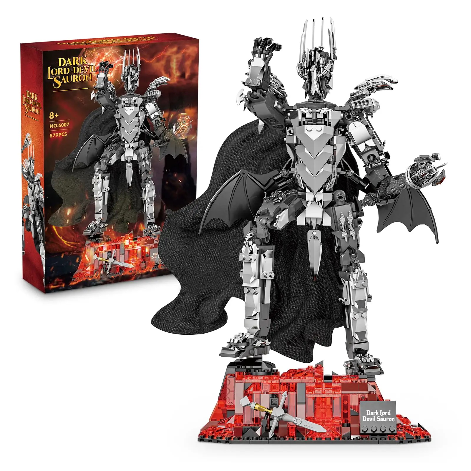 879PCS Dark Lord Sauron Mech Building Set Ideas Demon Building Blocks Model Adults Collection Toys Gift for Boys Girls Film Fans