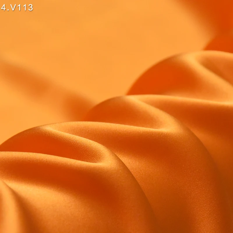 HYSK pure 100 silk satin fabric multicolor yellow solid dye luxury chinese Canary orange heavy real silk DIY vegan double sided