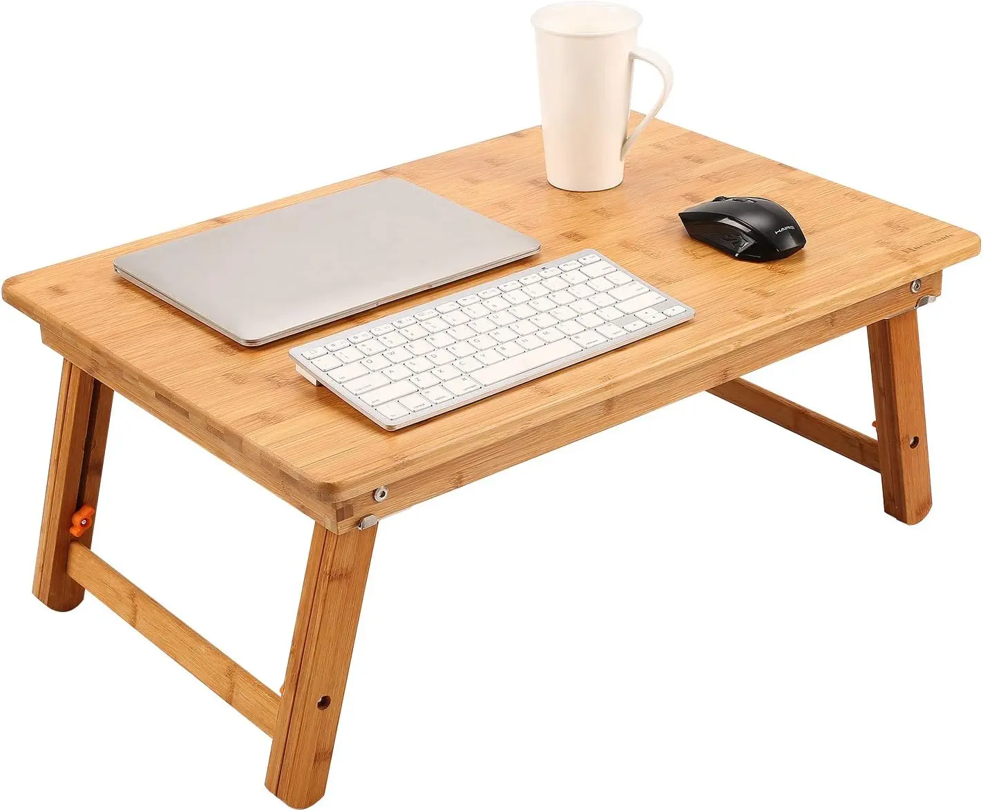 

Large Bamboo Floor Desk with Adjustable Height, Foldable Design for Laptop, Study, and Dining