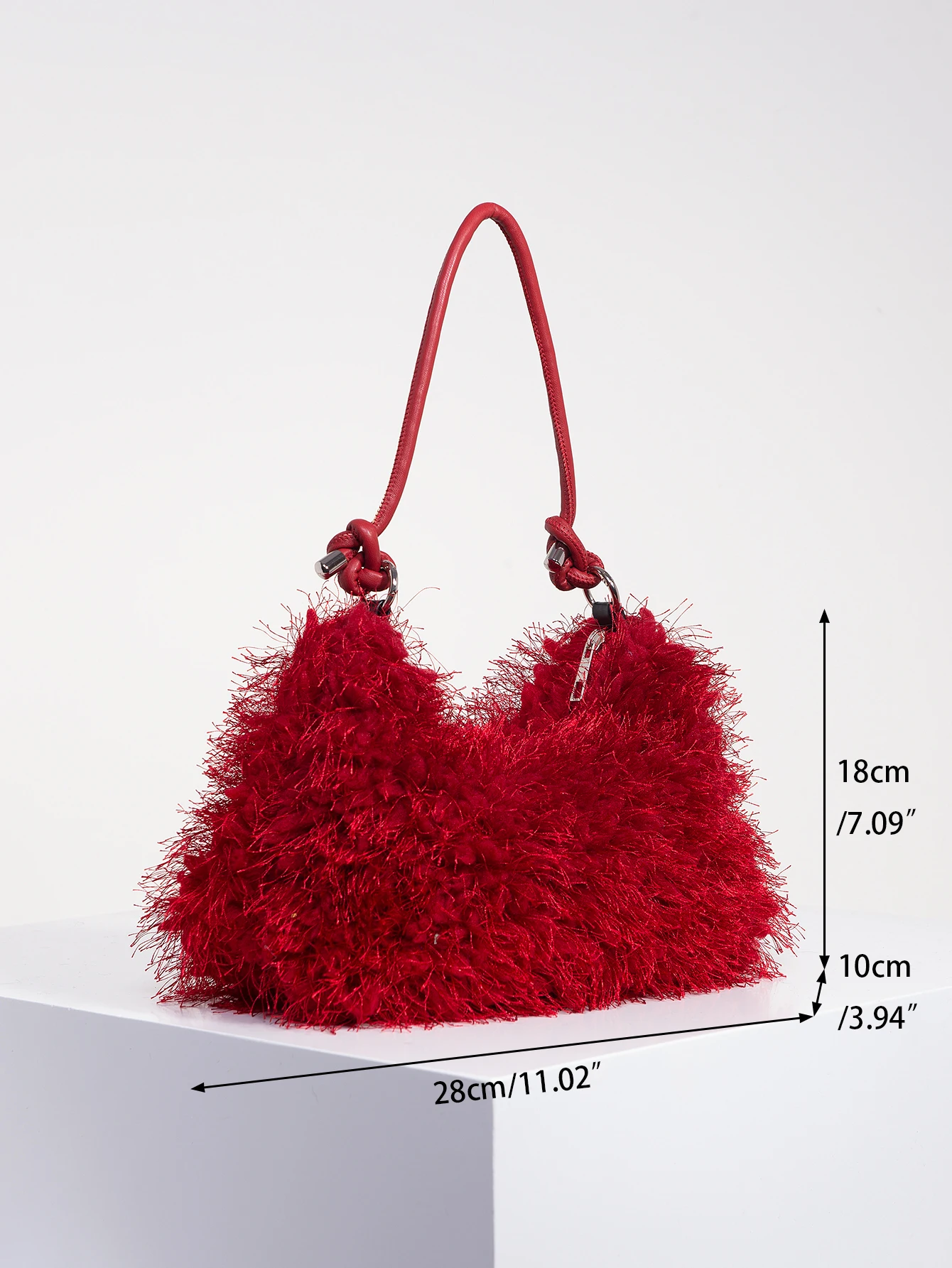 Y2K Style Women Shoulder Bags，Cute Charm Clutch，Hobo Handbag，Burgundy Bag，Vacation Travel Purse for Girl，Dopamine Style Purse