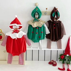 0-24M Christmas Newborn Baby Romper Suit Toddler Infant Boys Girls Green Red Deer Santa Jumpsuit Cute Xmas Costumes Clothing