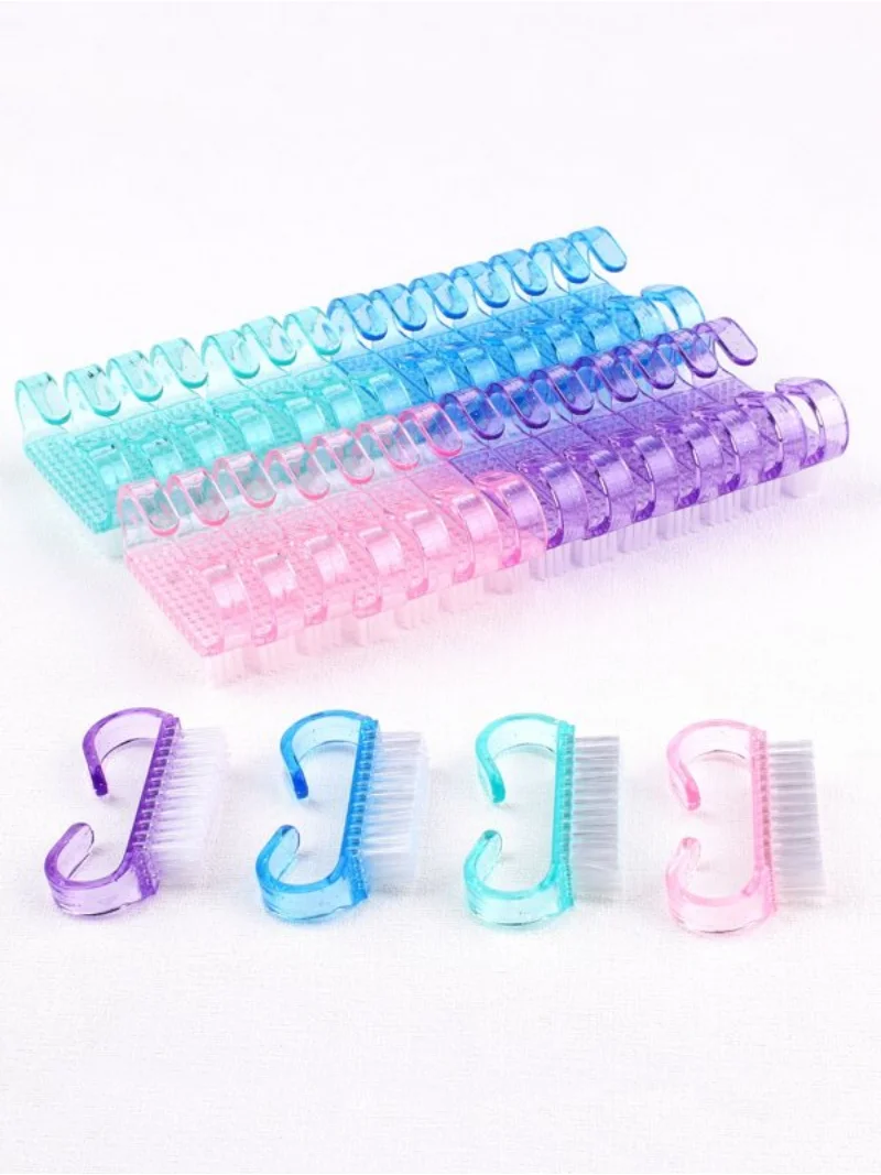 

10/20 шт. ручная щетка для ногтей, мягкое удаление пыли, много пластиковых чистящих искусственных элементов для маникюра и педикюра