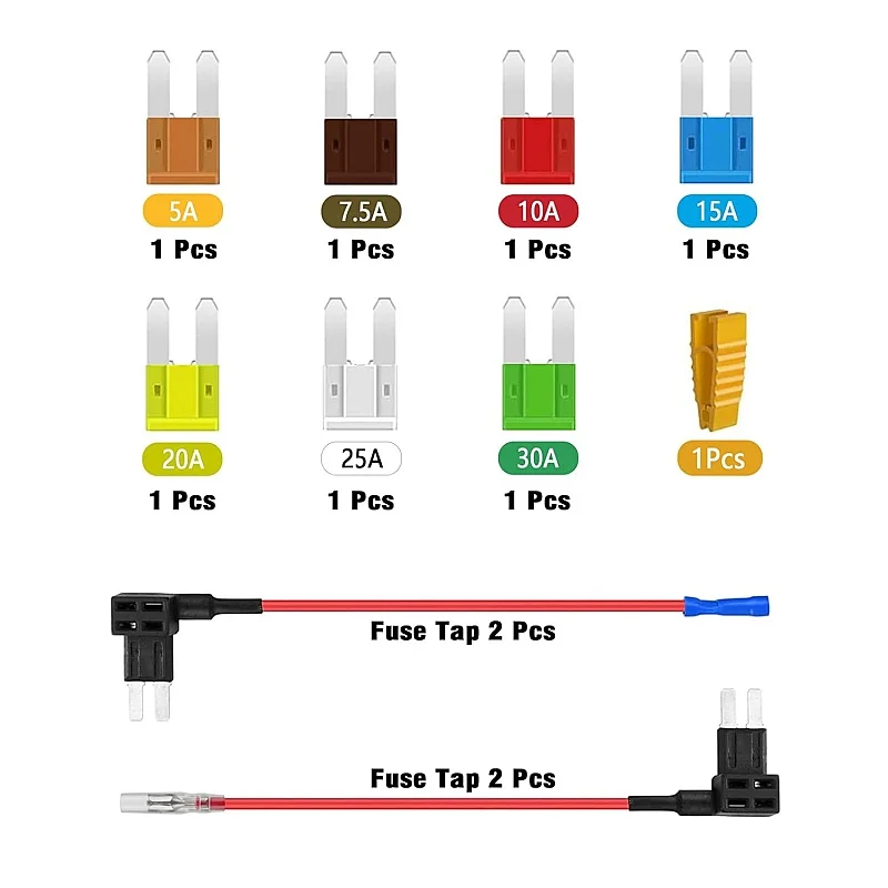 AUKENIEN Fuse Taps, Car Fuses, Micro 2 12V Blade Fuse Adapter, Add A Circuit, Piggyback Fuse Holder with 5A TO 30A