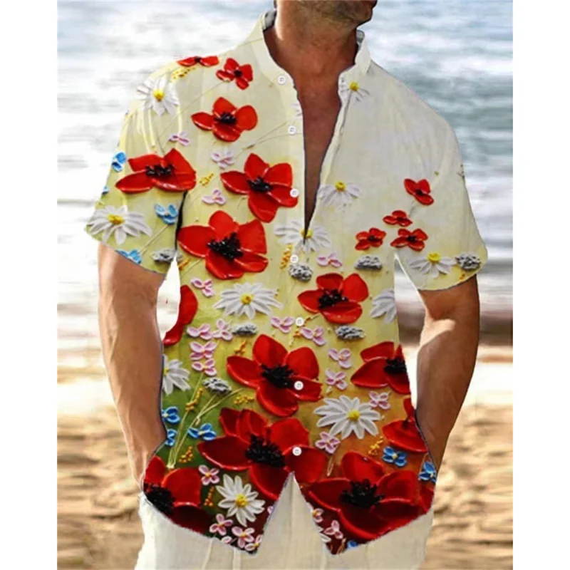 

Hawaiian Beach Shirt Floral Summer Cool Casual 3D Printing Sunset Men's Shirt Lapel Short Sleeve Shirt Tops Men's and Women's Cl