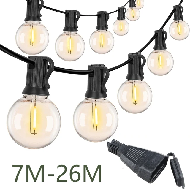 110V/220V zewnętrzne łańcuchy świetlne LED G40 girlanda wróżka Patio girlanda lampa ślubna ulica Camping ogród strona dekoracji światła