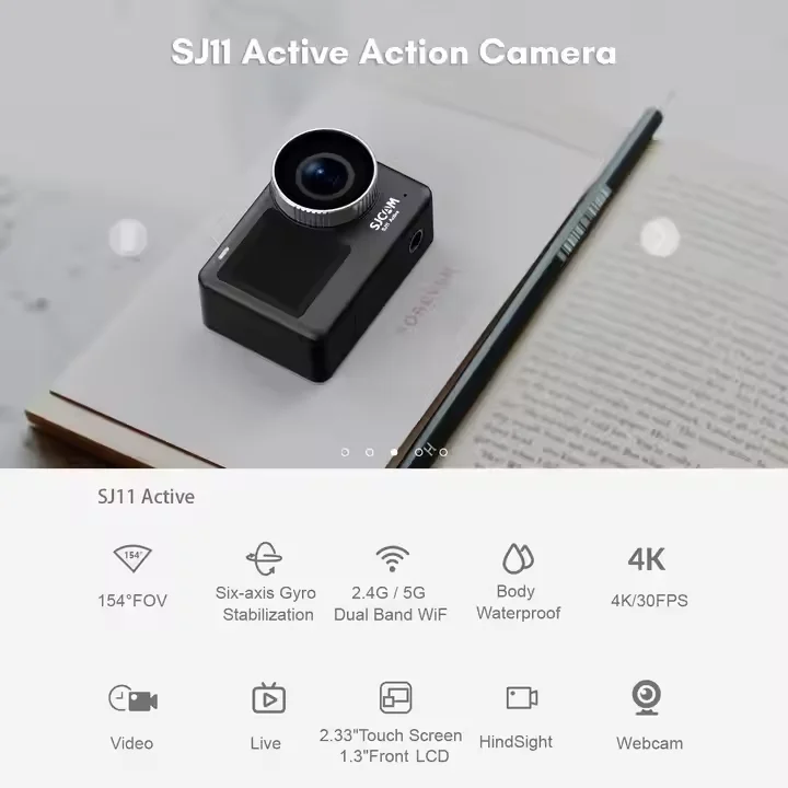 

Флагманская активная экшн-камера SJ11 2025 года, 4K, сенсорный экран, водонепроницаемая, Wi-Fi, активный HDR