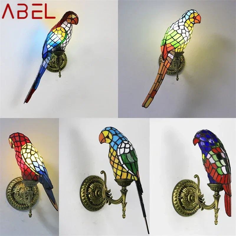 ABEL Tiffany Parrot Wall Lamp LED Creative Design Bed Sconce Bird Light for Home Living Room Bedroom Aisle Decor