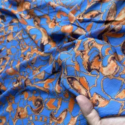 1 meter 100% Mulberry Silk 13 momme Thin Crinkle Georgette Silk Fabric Purple Floral Printed 135cm 53