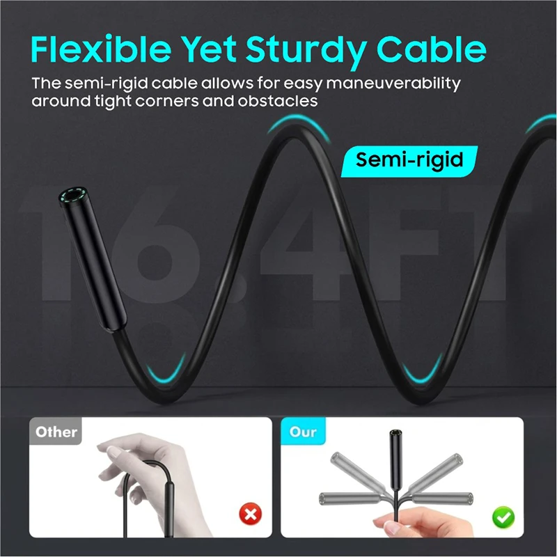 1920P HD Endoskopkamera für iPhone Huawei iOS Android Type-C Micro USB Boreskop Inspektionskamera mit Licht für Auto und Kanalisation – Detail 7