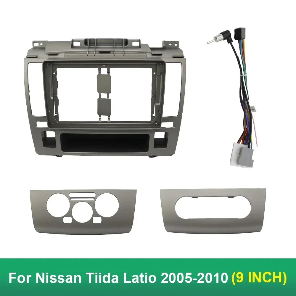 

9-дюймовый для Nissan Tiida Latio 2005-2010 автомобильный радиоприемник, стерео панель приборной панели, рамка 2 Din DVD GPS Mp5 Android плеер, комплект отделки