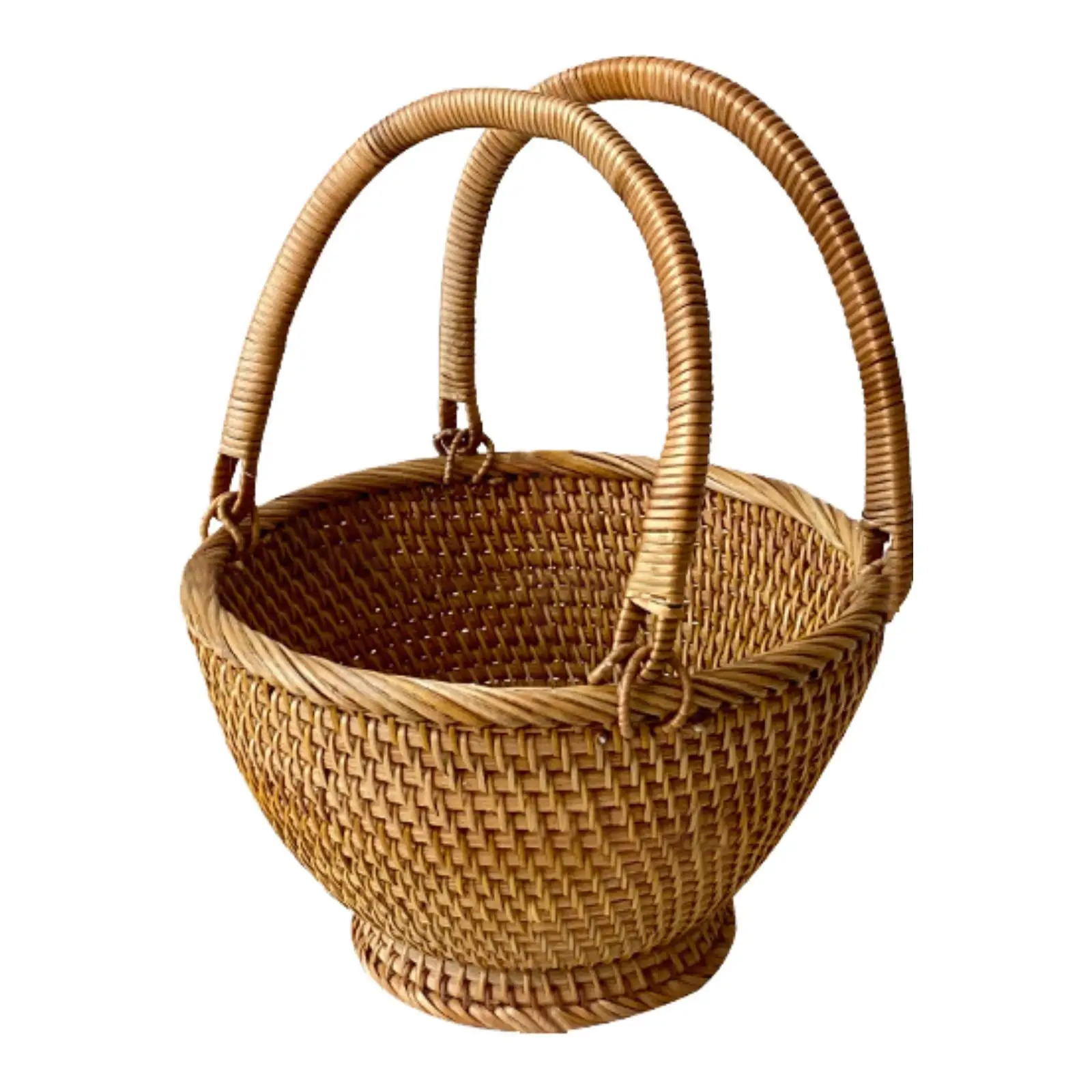 Rattan Picnic Basket Serving Basket Woven Basket for Wedding Gathering Bread